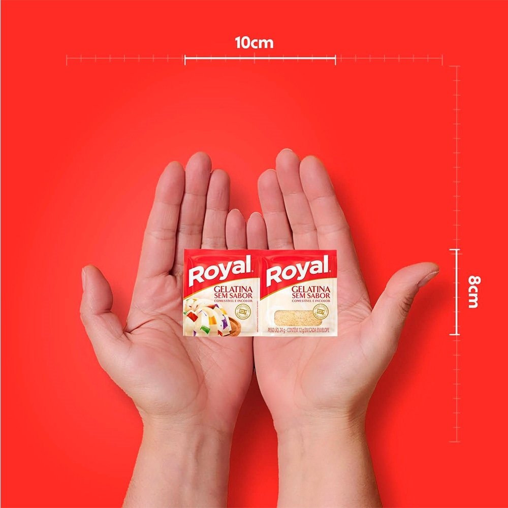 Gelatina em Pó Royal Sem Sabor Incolor 24g Display com 48 Unidades