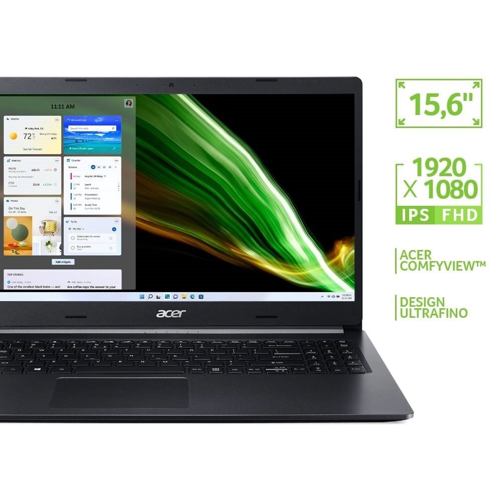 Notebook Acer Aspire 5, Tela de 15.6", Intel Core i5, SSD 256GB, 8GB RAM, Windows 11, Preto