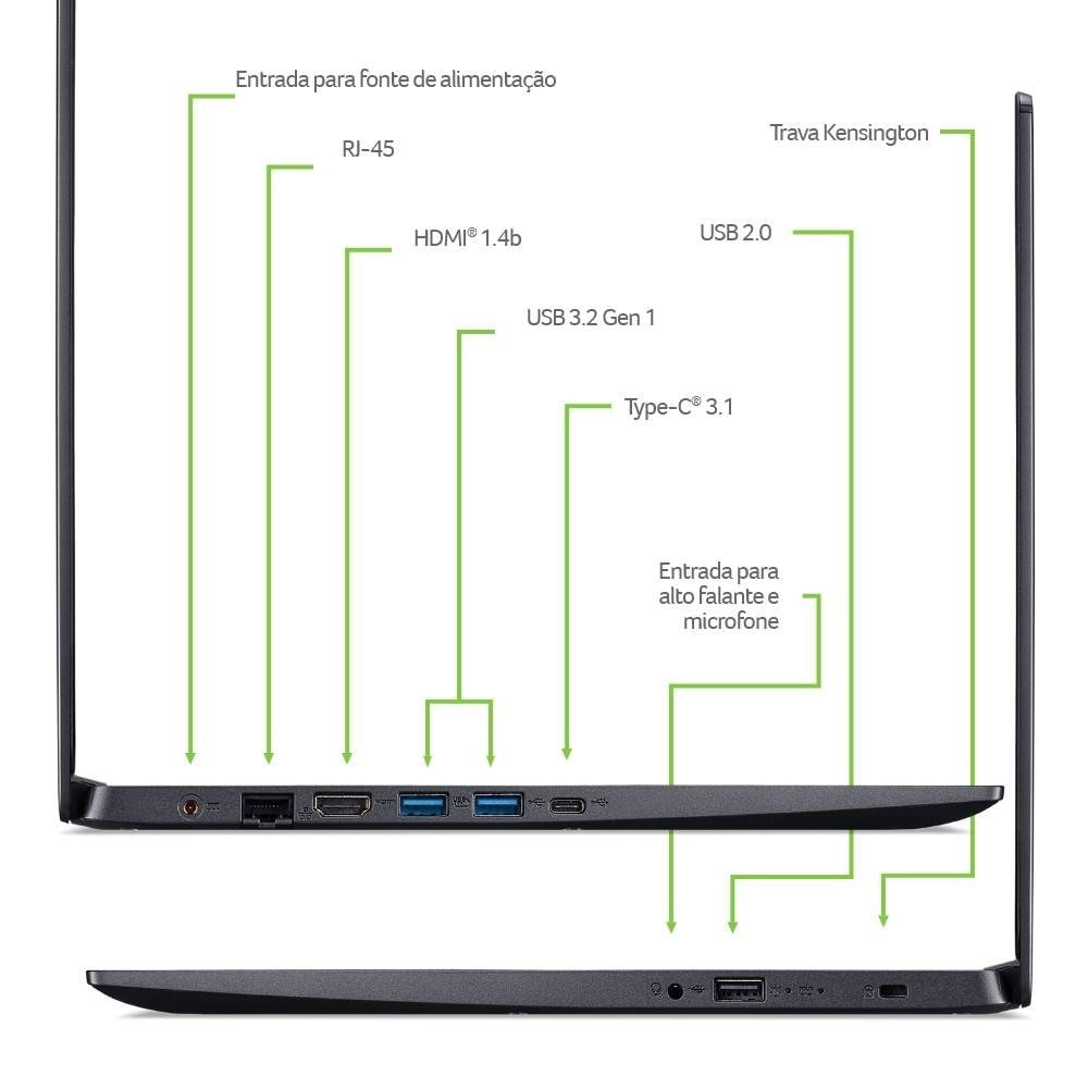 Notebook Acer Aspire 5, Tela de 15.6", Intel Core i5, SSD 256GB, 8GB RAM, Windows 11, Preto