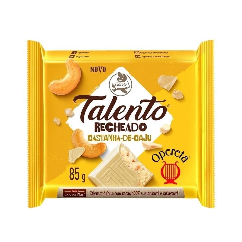 Chocolate Garoto Talento Opereta Recheado Castanha Caju 85g