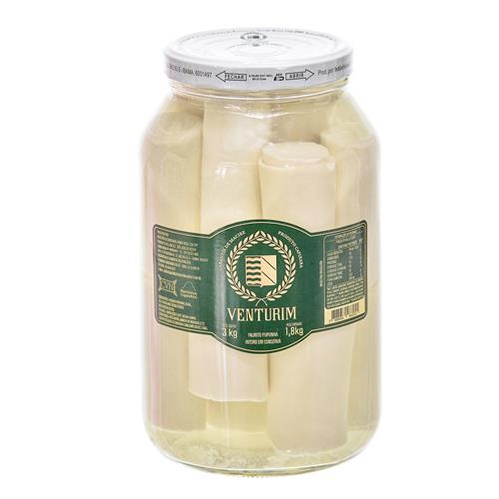 Palmito Pupunha Inteiro Venturim 1,8KG - Caixa com 6 Unidades