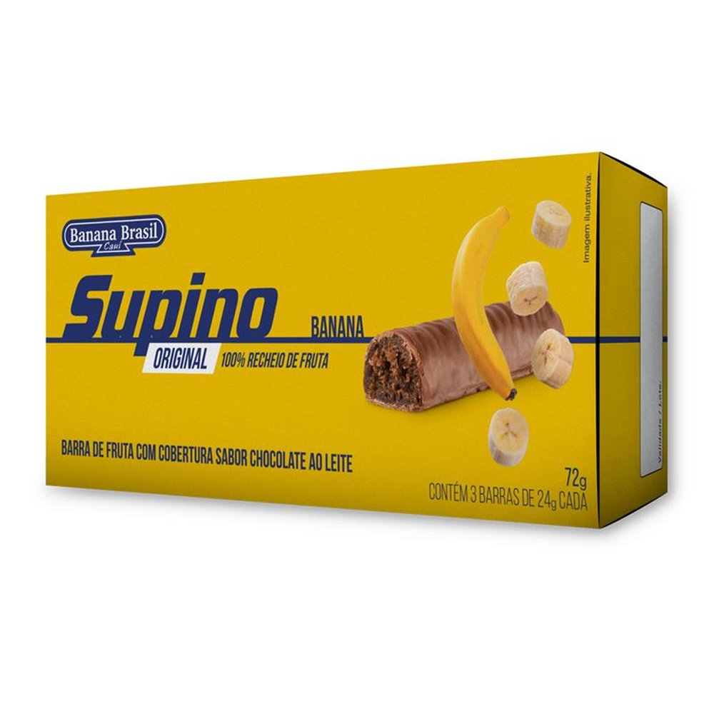 Barra de Frutas - Supino - Original - Banana com Cobertura de Chocolate ao Leite 24g - Pack com 3 unidades - Cx c/ 30 Pack