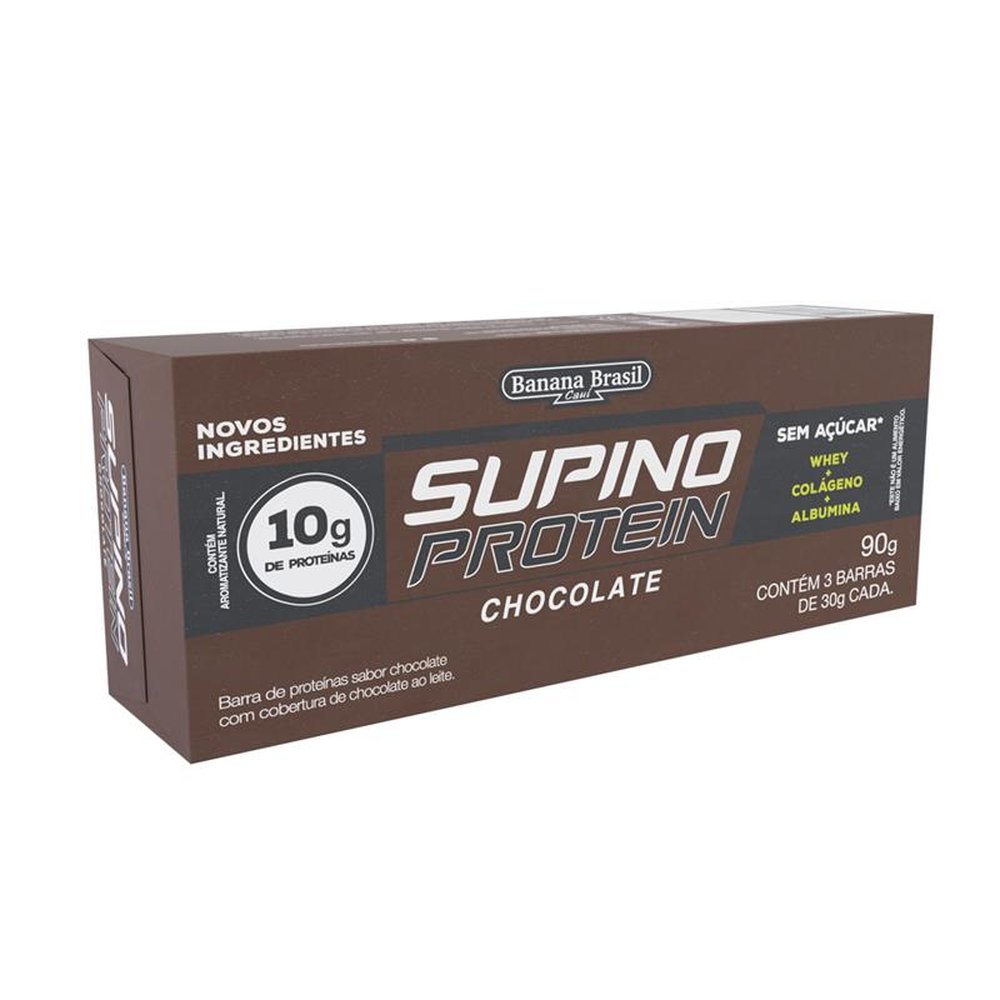 Barra de Proteinas - Supino Protein - Sabor Chocolate 30g - Pack com 3 unidades - Cx c/ 30 Pack