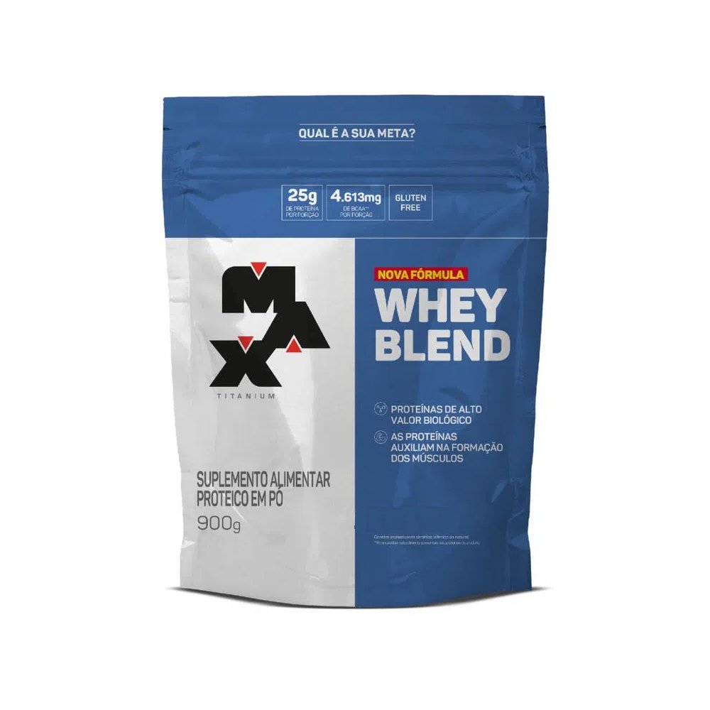 Whey Blend 900g Refil Nova Fórmula - Max Titanium Morango