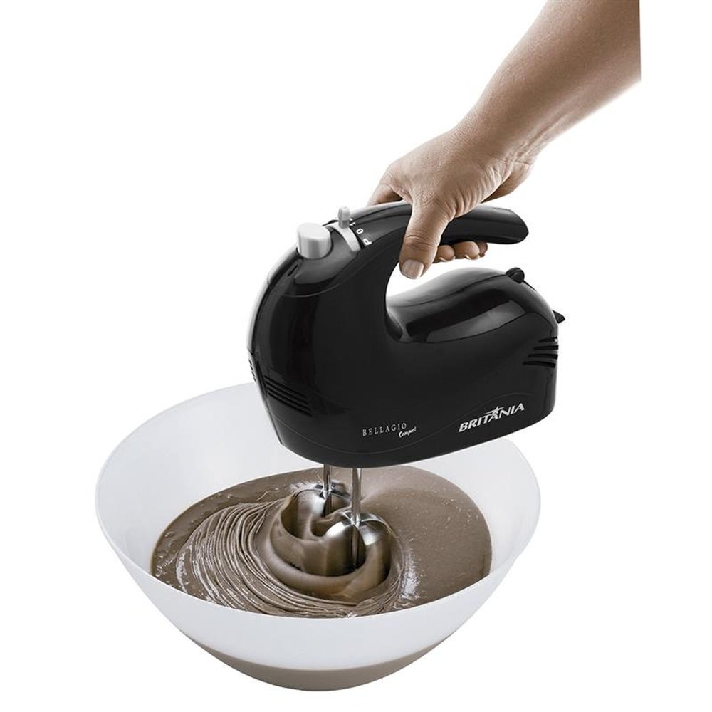 Batedeira Britânia Bellagio Compact, 4 Velocidades, 300W, Preta, 220V