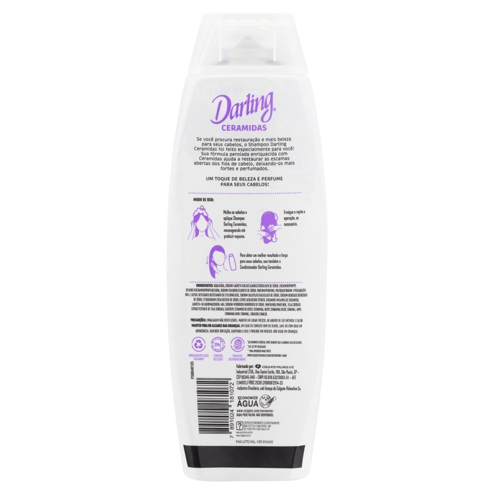 Shampoo Darling Ceramidas 350ml - Embalagem com 6 Unidades