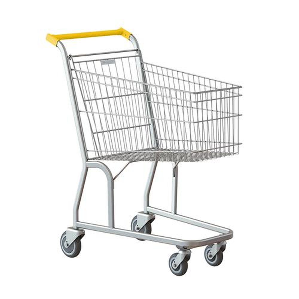 Carrinho De Compras Premium Lx 90 Lts - Galvanizado Com Acabamento Amarelo
