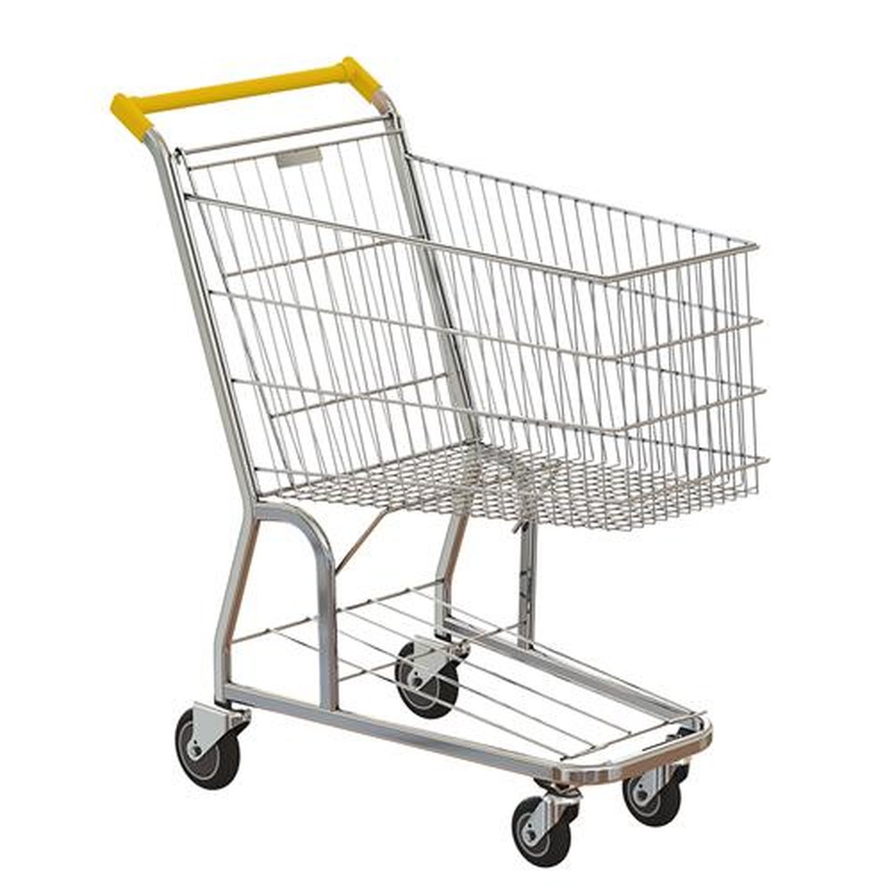 Carrinho De Compras Premium Lx 130 Lts ¿ Galvanizado Com Acabamento Amarelo
