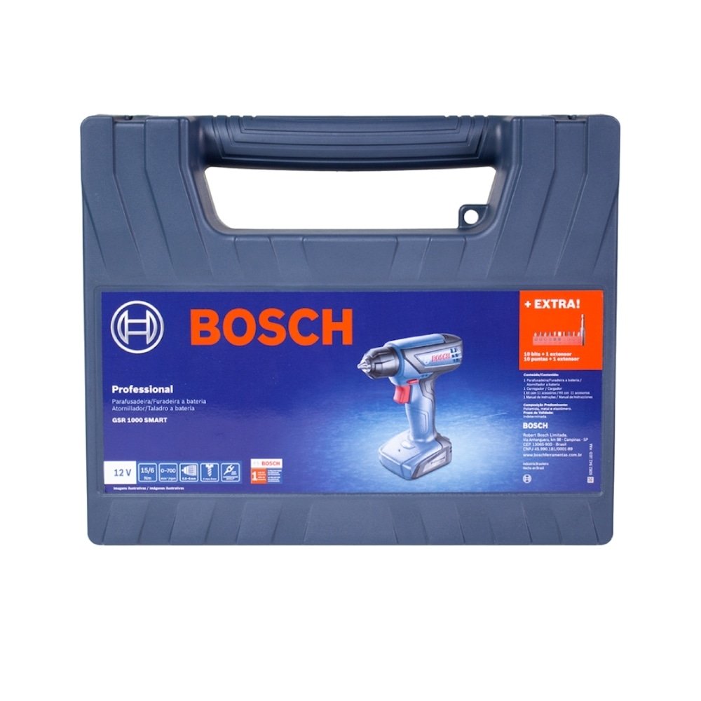 Furadeira/Parafusadeira Bosch GSR 1000 Smart 12V Bivolt Bateria Maleta Bits