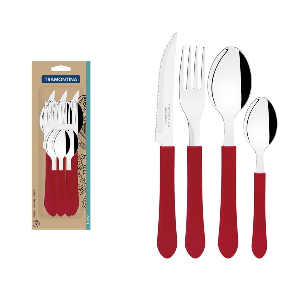 Faqueiro Tramontina Leme, Vermelho, 12 Peças