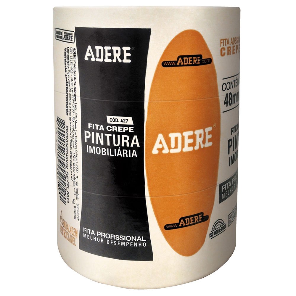 Fita Crepe Adere Uso Geral 427 48mm x 50m - Embalagem com 3 Unidades