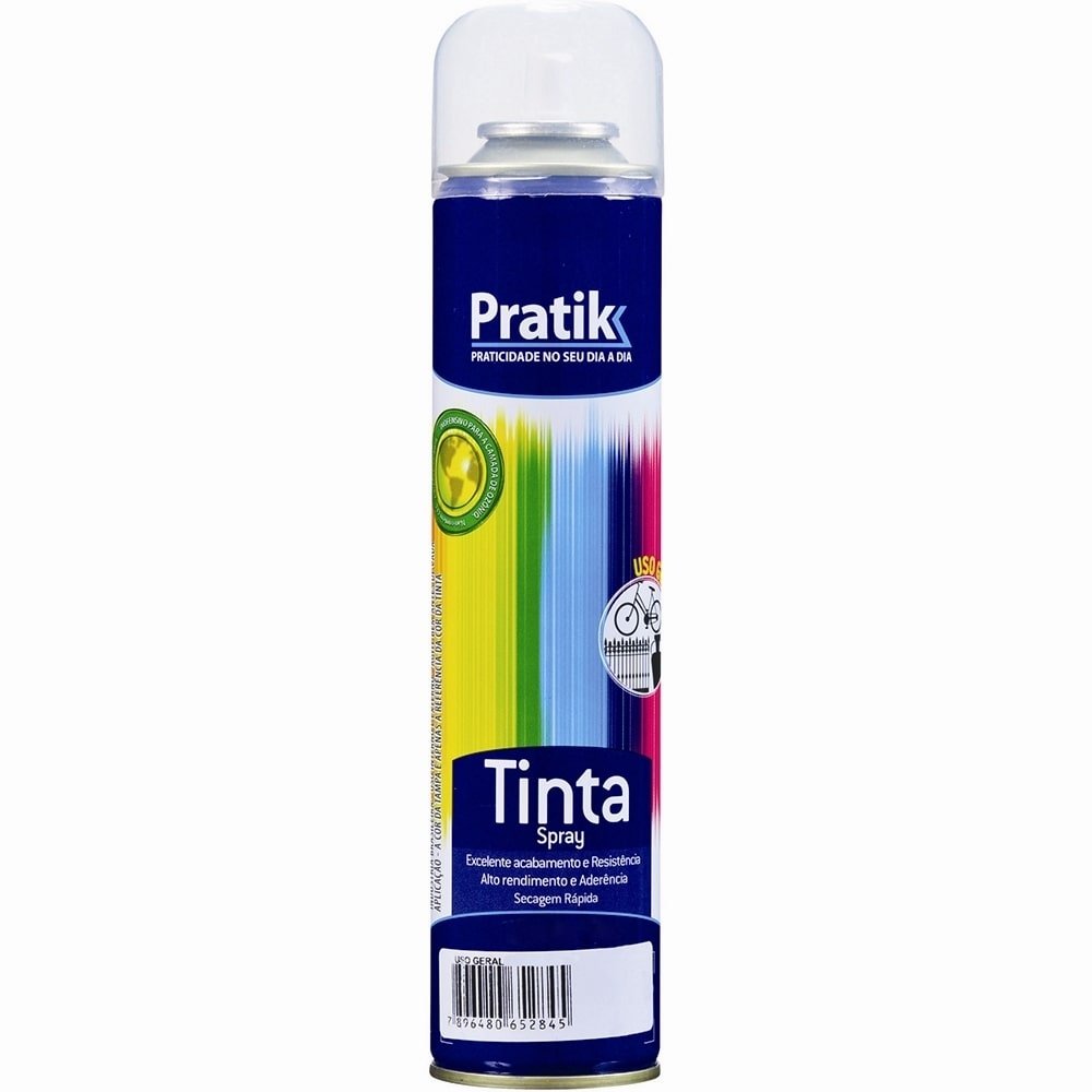 Tinta Spray Pratik Metálica Preto 350ml