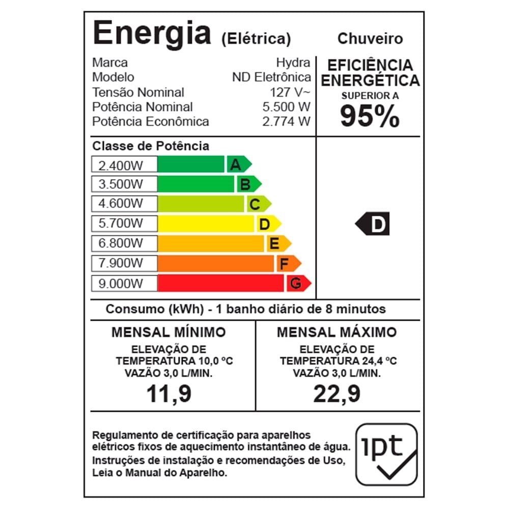 Chuveiro Ducha Hydra Eletrônica ND 5500W 110V