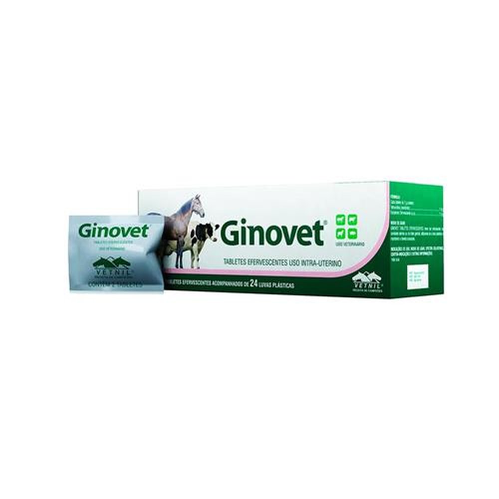 Ginovet Vetnil Vela Uterina Efervecente - Embalagem com 24 Luvas com 2 Tabletes