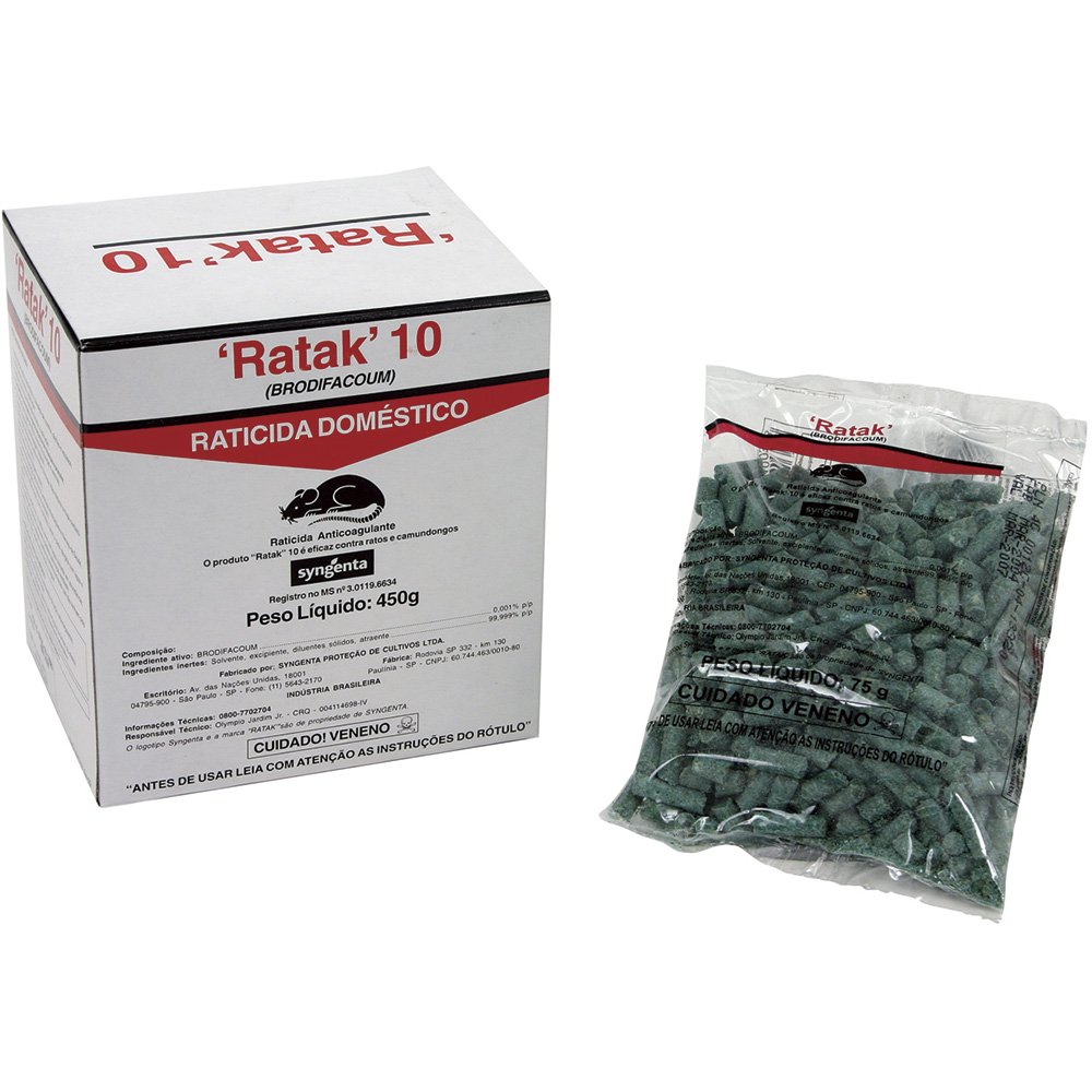 Raticida Ratak 10 Granulado 75g - Embalagem com 120 Unidades