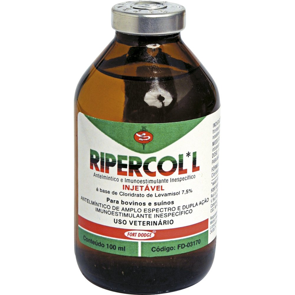 Ripercol Zoetis L 7,5 Cloridrato Vermífugo Injetável 100ml