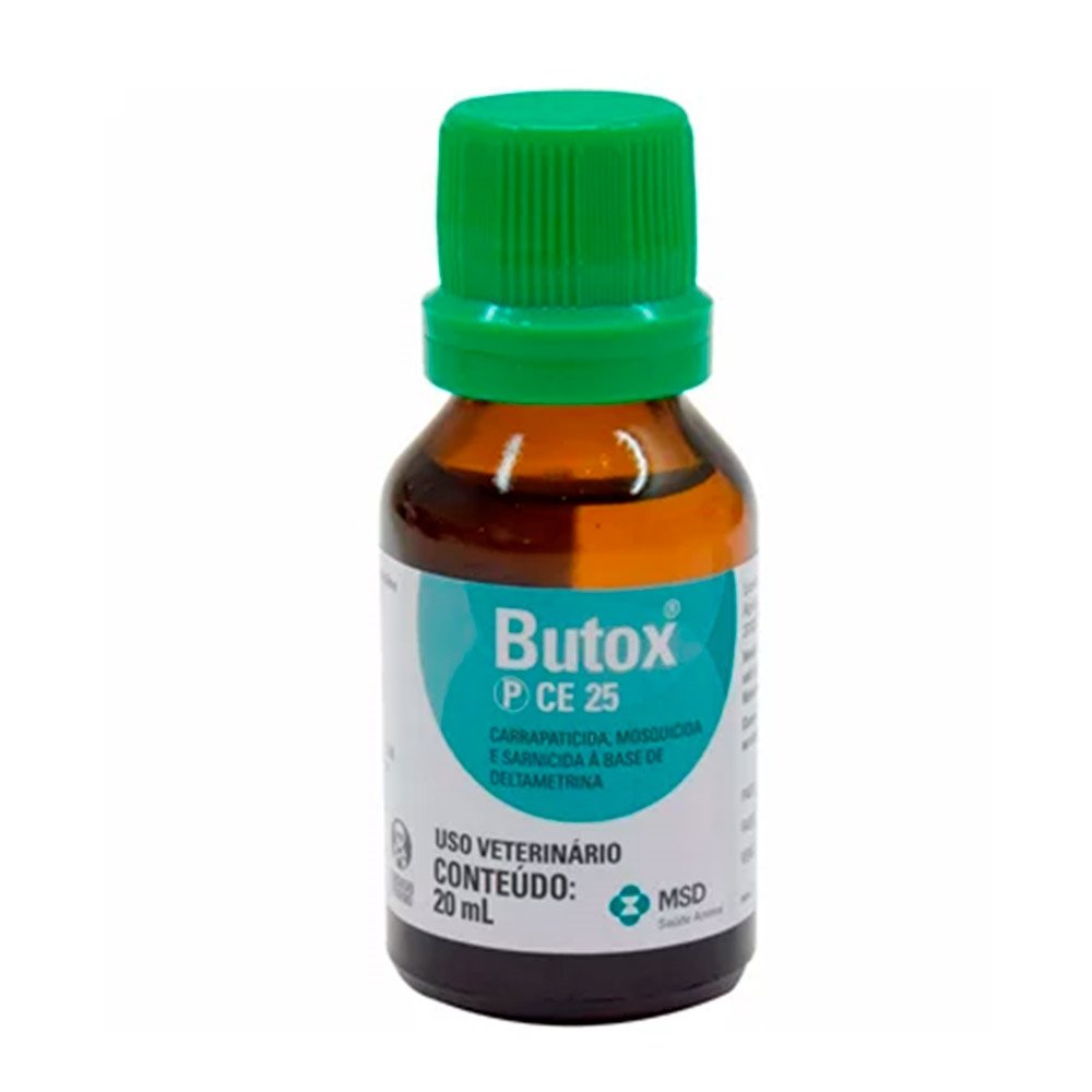 Butox Intervet P Carrapaticida, Mosquicida para Bovinos Vidro MSD 20ml - Embalagem com 25 Unidades