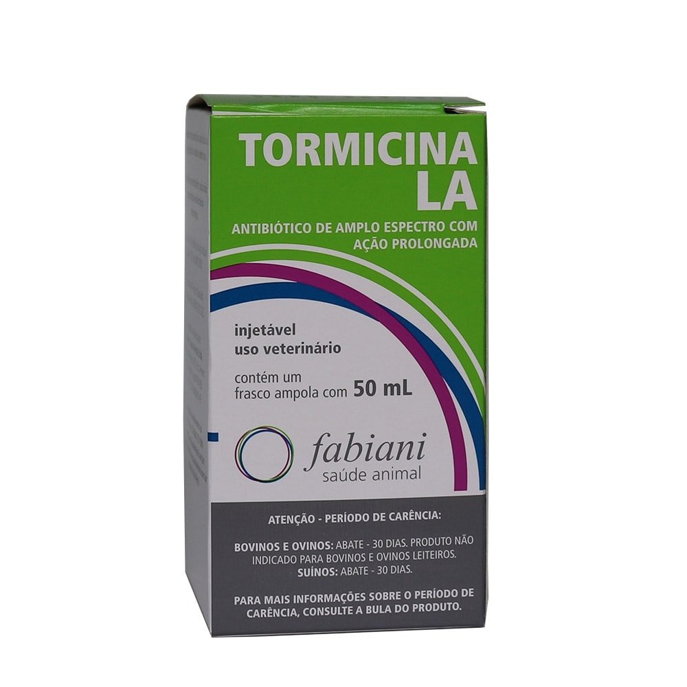 Tormicina LA Fabiani Antibiótico Injetável J.A Saúde Animal 50ml