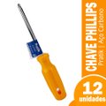 Chave Phillips Pratik 1/4 x 6P Ponta Imantada Aço Carbono Embalagem com 12 Unidades