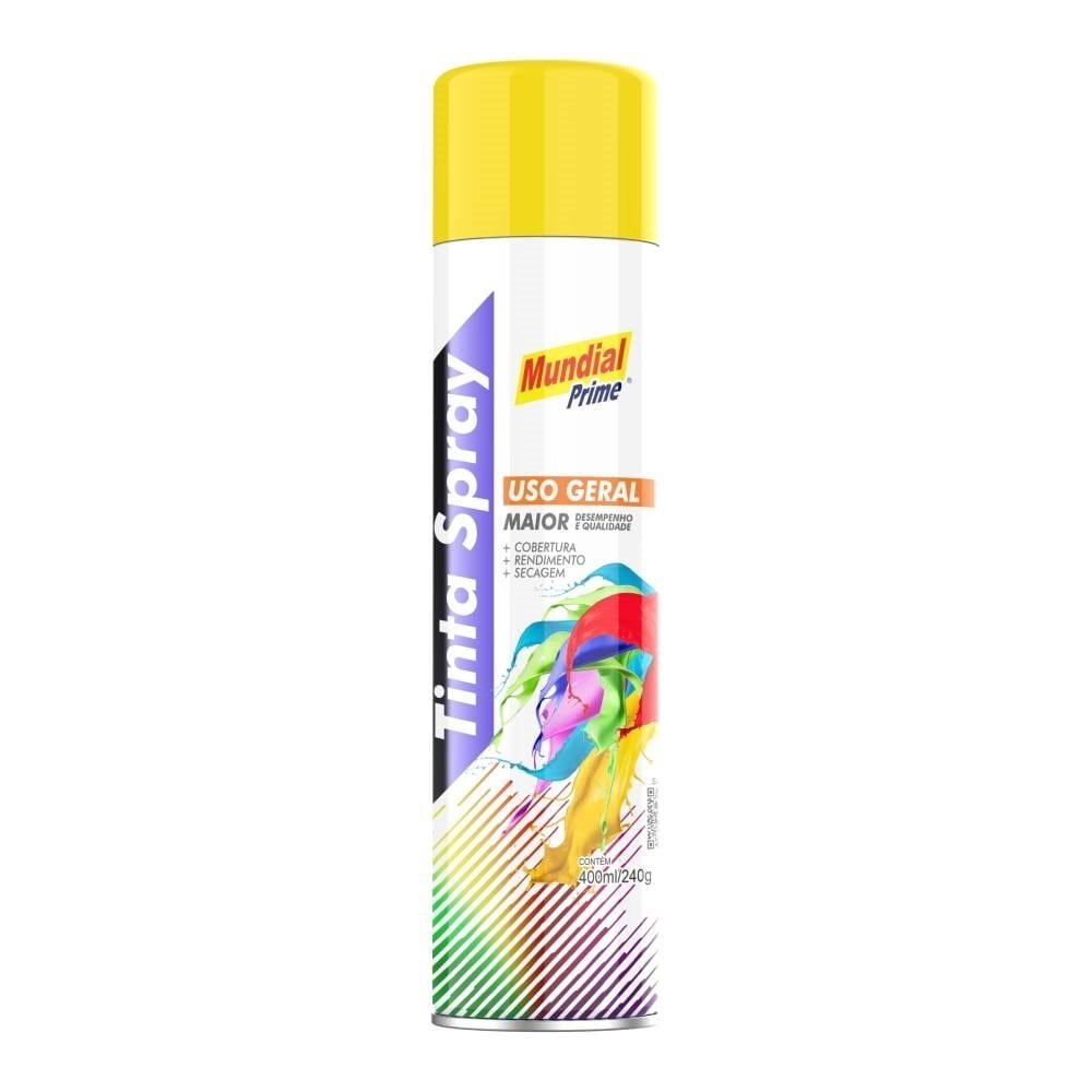 Tinta Spray Mundial Prime Uso Geral Amarelo 400ml