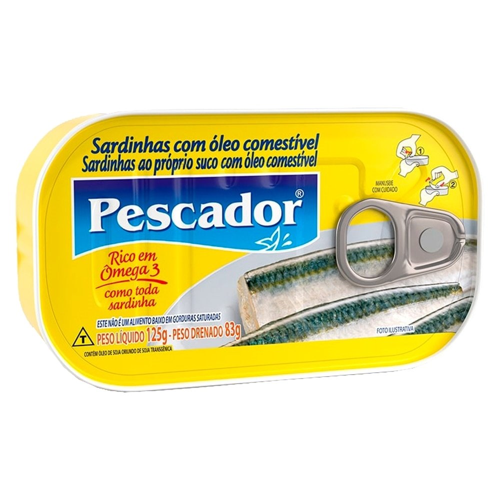 Sardinha Pescador Óleo 125g - Embalagem com 54 Unidades