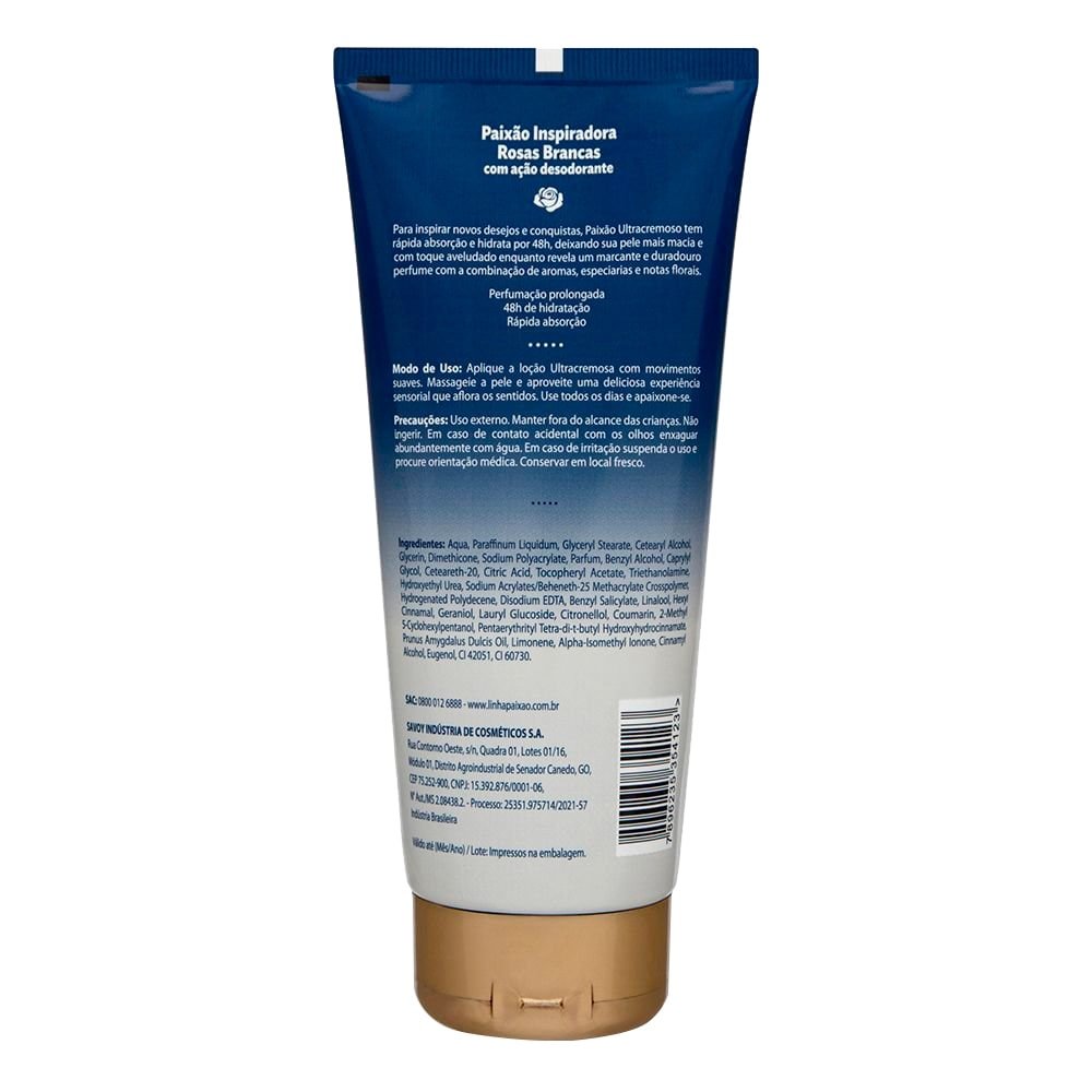 Hidratante Paixão Loção Ultracremosa Inspiradora Rosas Brancas 200ml