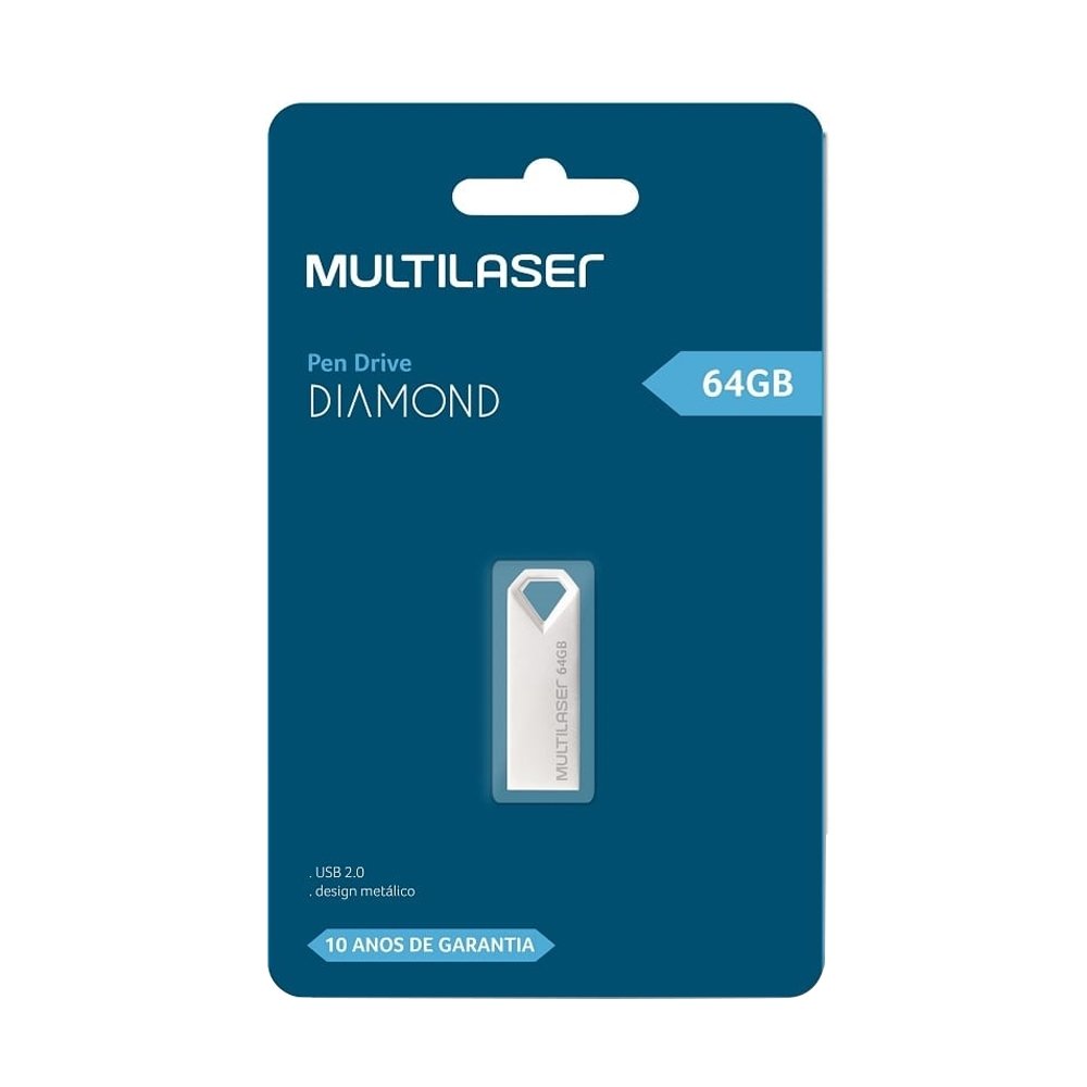 Pendrive Multilaser Diamond PD852, 64GB, Prata