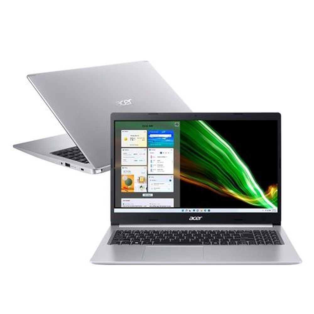 Notebook Acer Aspire 5, Tela de 15.6", AMD Ryzen R5 5500U, Windows 11, SSD 256GB, 8GB RAM, Prata
