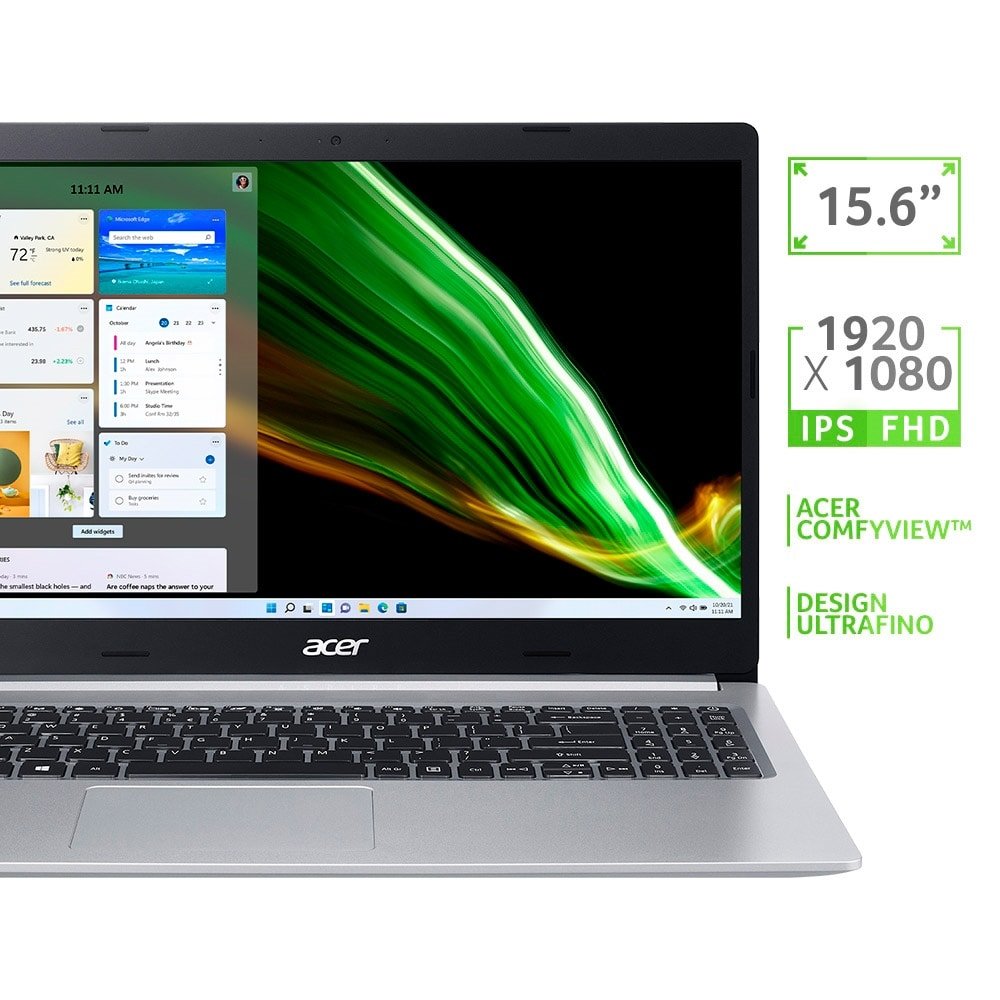 Notebook Acer Aspire 5 A515-45-R760 Tela de 15.6" - AMD Ryzen R7 5700U, SSD 256GB/8GB RAM, Windows 11, Prata