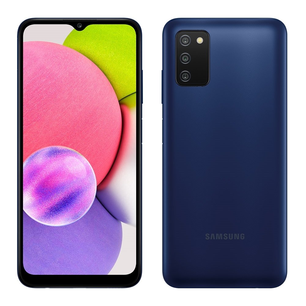 Smartphone Samsung Galaxy A03S Azul, Tela de 6.5", 4G+Wi-Fi, And. 11, Câm. Tras. de 13+2+2MP, Frontal de 5MP, 4GB RAM, 64GB