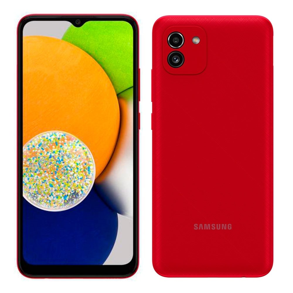 Smartphone Samsung Galaxy A03, Vermelho, Tela 6.5" | 4G+Wi-Fi, And. 11, Câm. Tras. de 48+2MP e Frontal de 5MP, 4GB RAM, 64GB