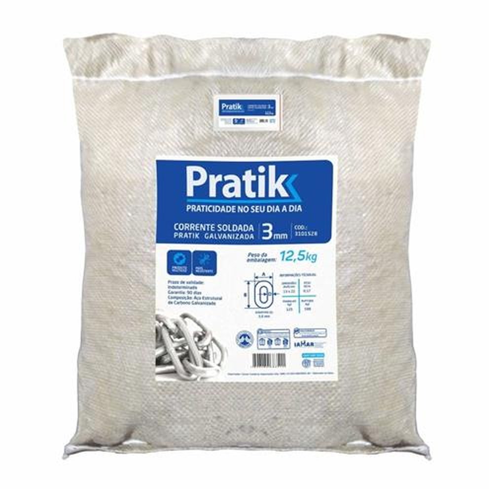Corrente Pratik Soldada Galvanizada 3mm 12,5kg
