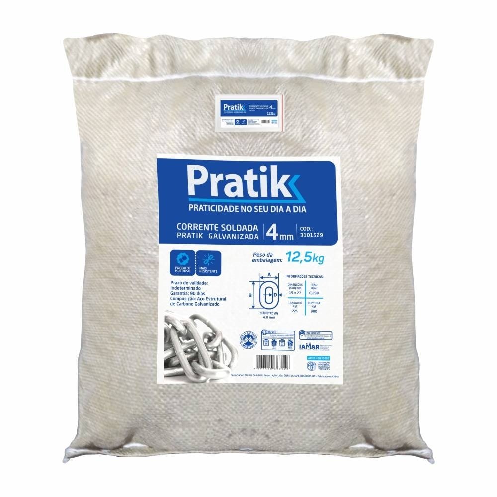Corrente Pratik Soldada Galvanizada 4mm 12,5kg