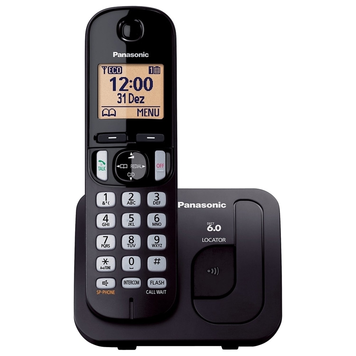 Telefone sem Fio Panasonic KX-TGC210LBB Dect 6.0, Viva-Voz, Preto