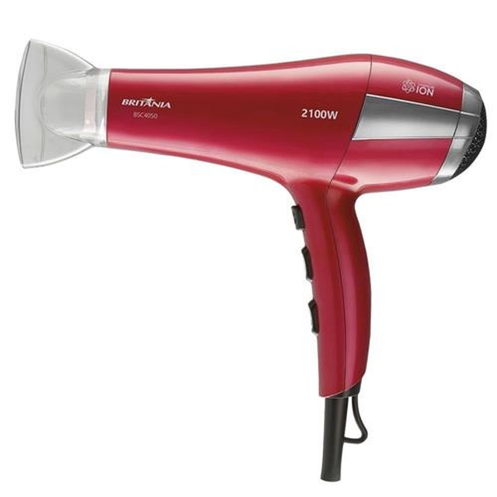 Secador de Cabelo Britânia BCS4050, Ar frio, 2 Velocidades, 3 Temperaturas 2100W, Vermelho, 220V
