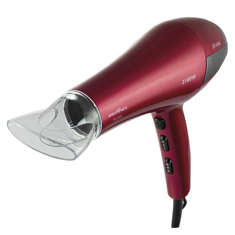 Secador de Cabelo Britânia BCS4050, Ar frio, 2 Velocidades, 3 Temperaturas 2100W, Vermelho, 220V