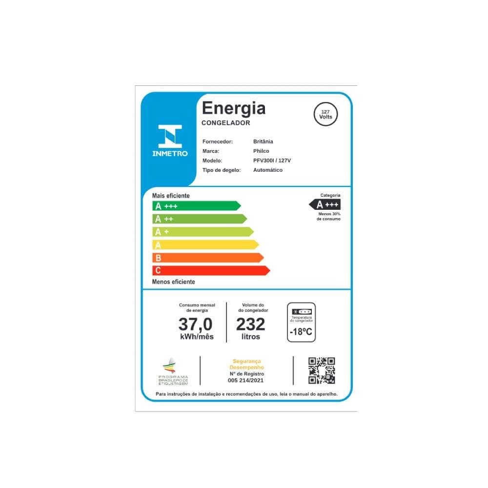 Freezer Vertical Philco 232 Litros PFV300I Painel Touch - Frost Free, Sistema Dupla Função, 2 em 1, Inox, 110V