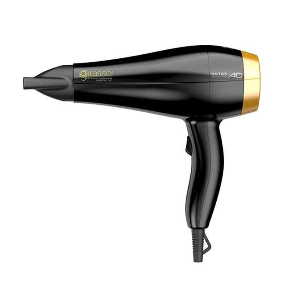 Secador de Cabelo Gama Girassol, Ceramic Íon, 2 Velocidades, 2 Temperaturas, 2000W, Preto/Dourado, 220V