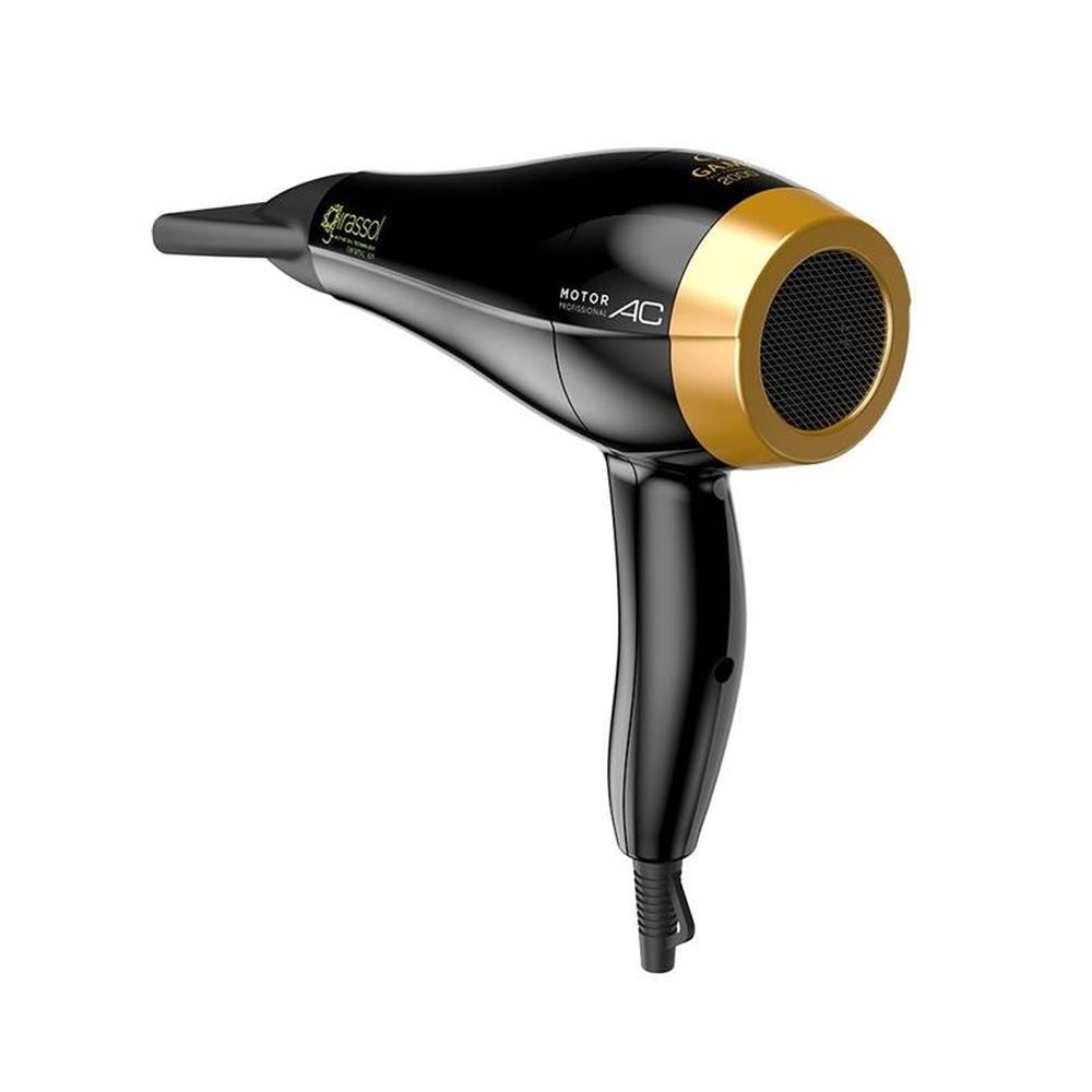 Secador de Cabelo Gama Girassol, Ceramic Íon, 2 Velocidades, 2 Temperaturas, 2000W, Preto/Dourado, 220V