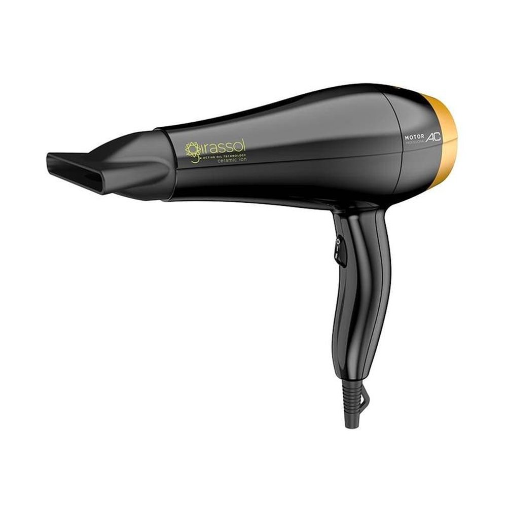 Secador de Cabelo Gama Girassol, Ceramic Íon, 2 Velocidades, 2 Temperaturas, 2000W, Preto/Dourado, 220V