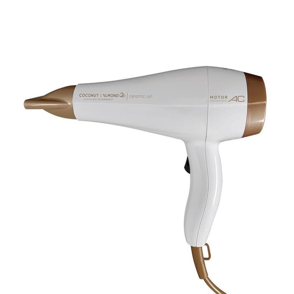 Secador de Cabelo Gama Coconut&Almonds, Ceramic Íon, 2000W, Branco/Dourado, 110V