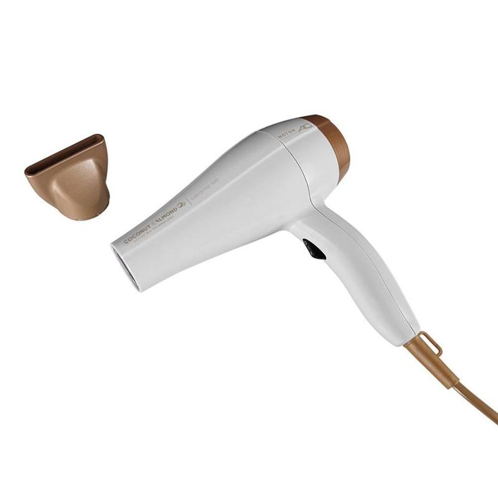 Secador de Cabelo Gama Coconut&Almonds, Ceramic Íon, 2000W, Branco/Dourado, 110V
