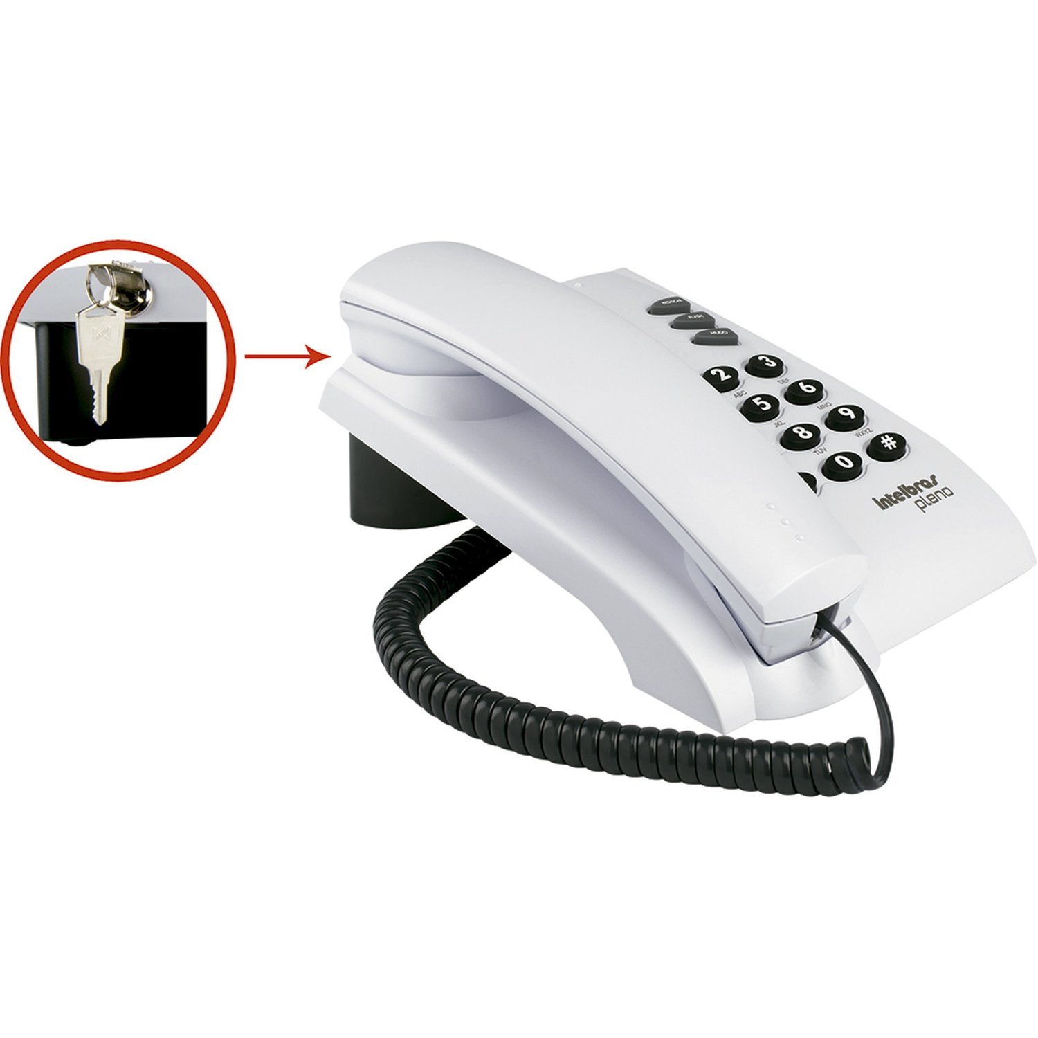 Telefone Fixo Intelbras Pleno, com Chave, Cinza Ártico