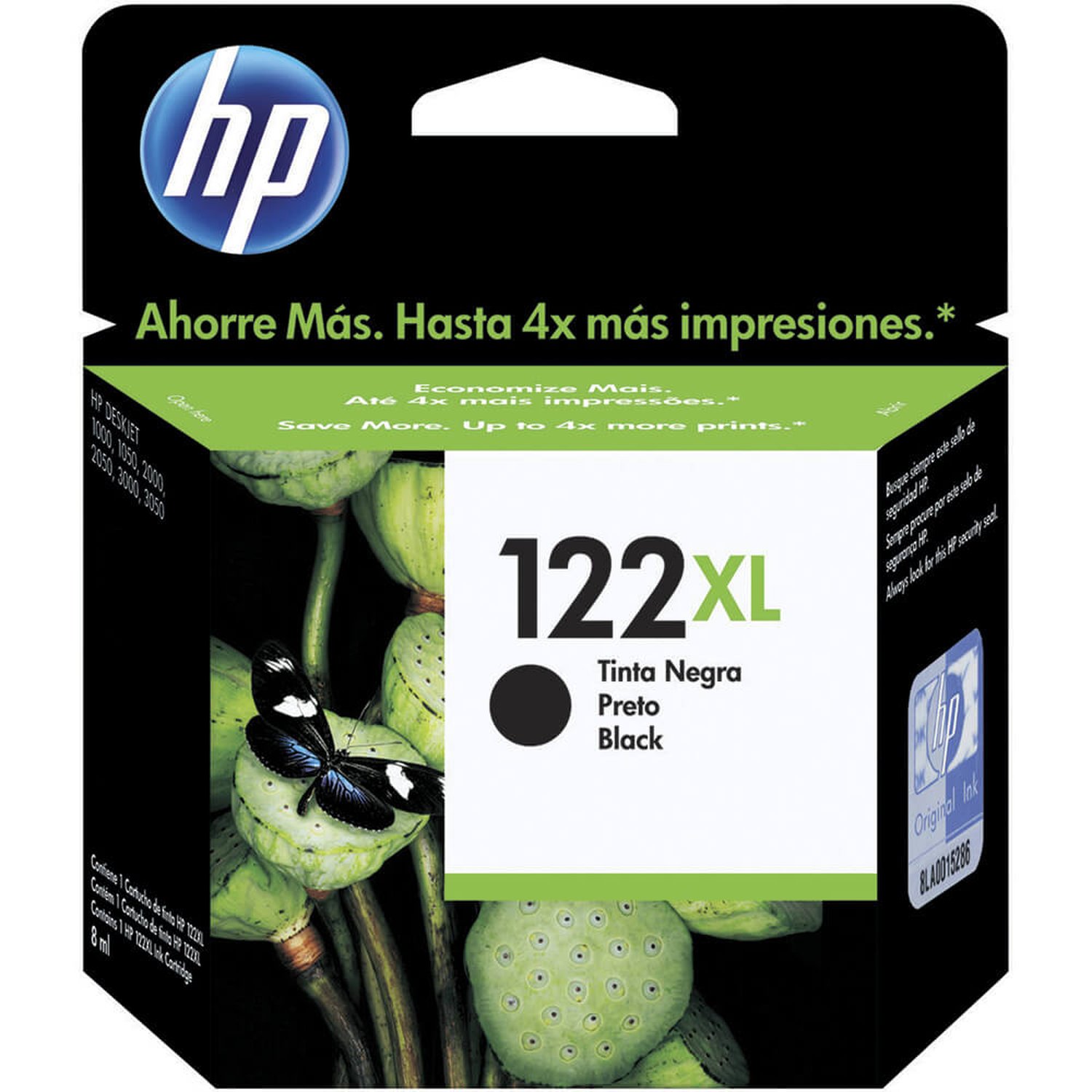Cartucho Original HP 122XL CH563HB Preto para Impressoras HP Deskjet 1000, 2000, 3000