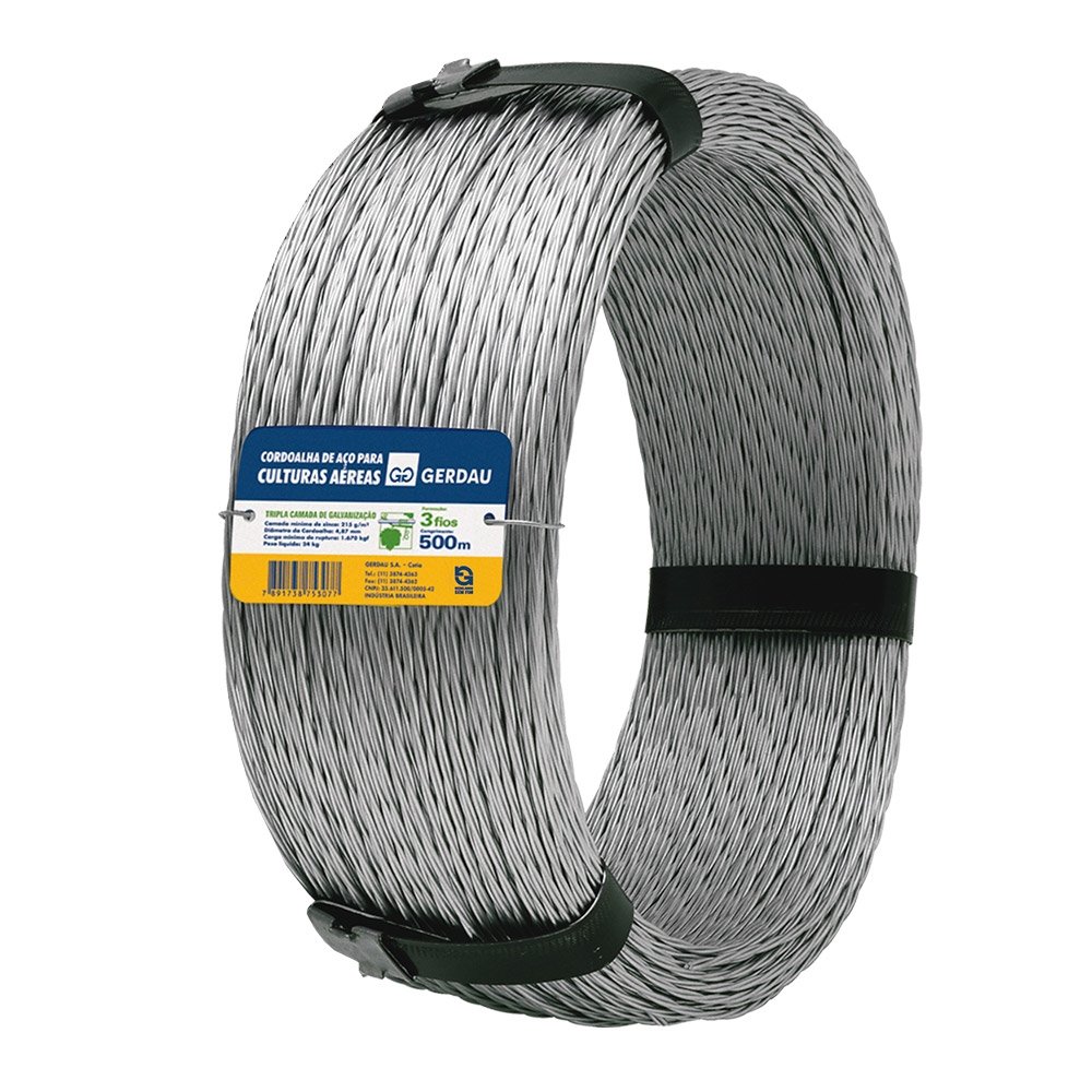 Cordoalha Gerdau Culturas Aéreas 3 Fios 4,87mm 500m 1670Kg