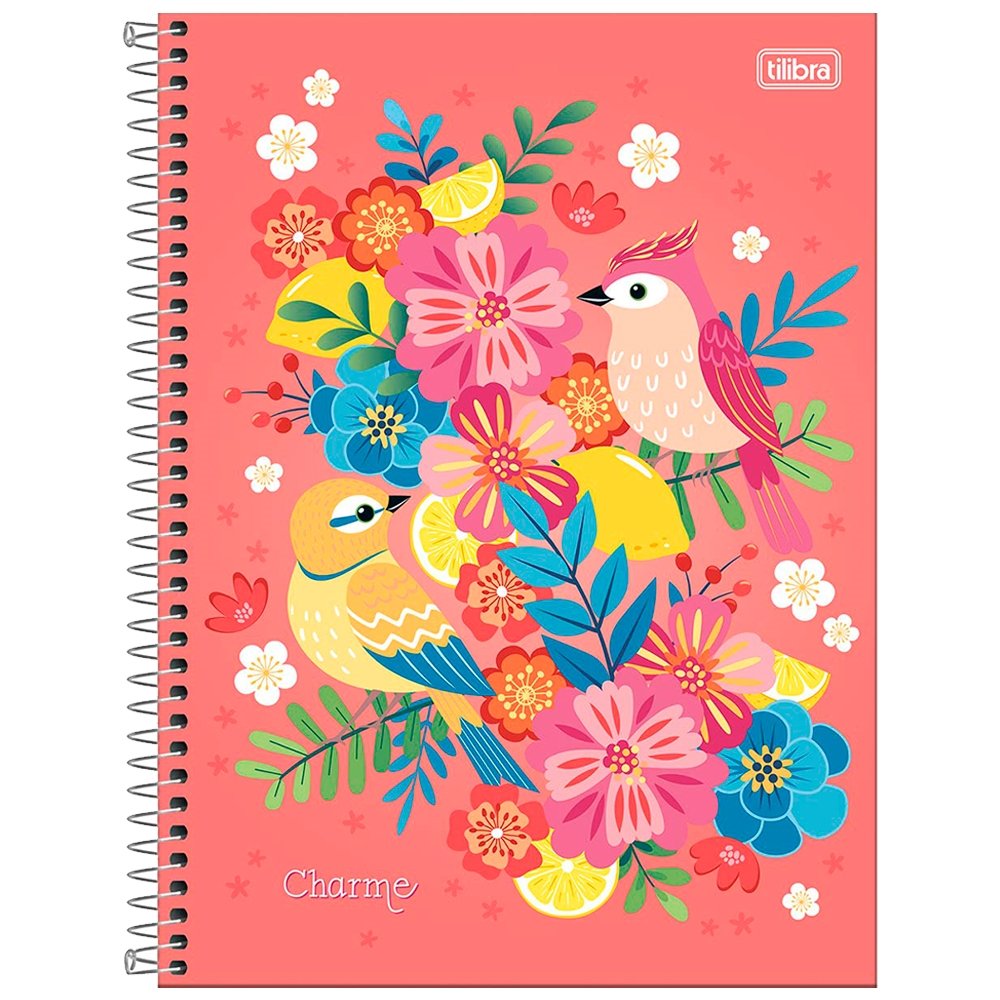 Caderno Espiral Tilibra Universitário Capa Dura Charme 10 Matérias 160 Folhas - Embalagem com 4 Unidades