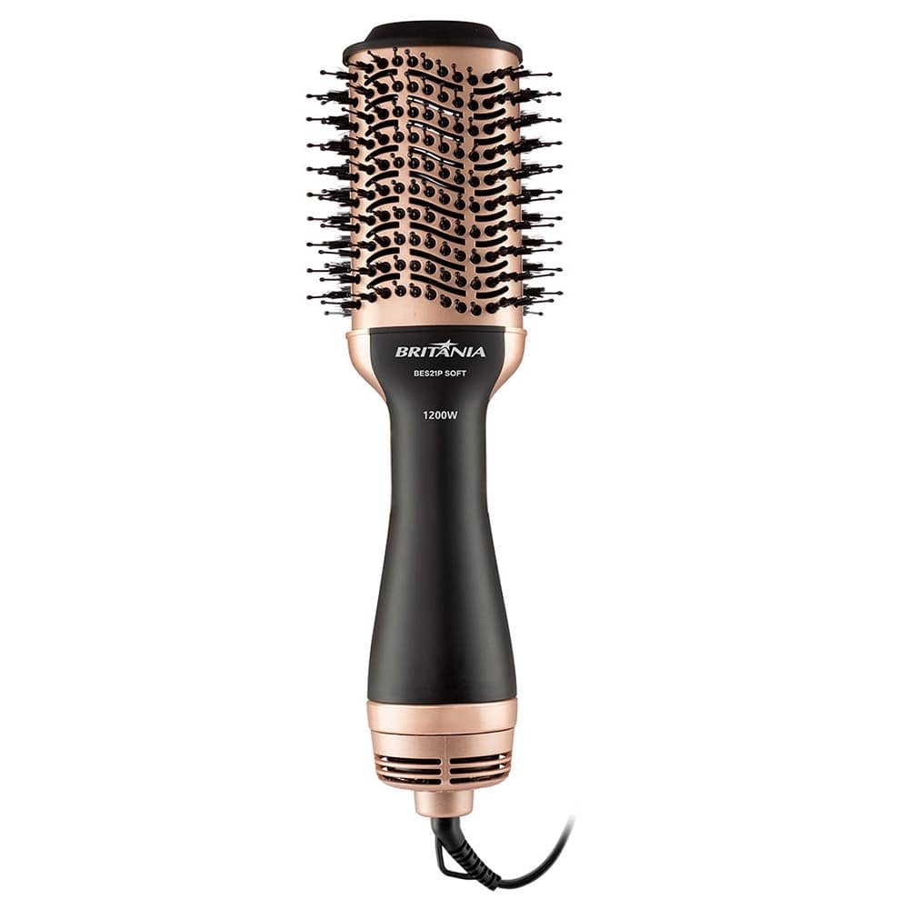 Escova Secadora Britânia BES21P Soft, 3 em 1, 1200W, Preto, 220V