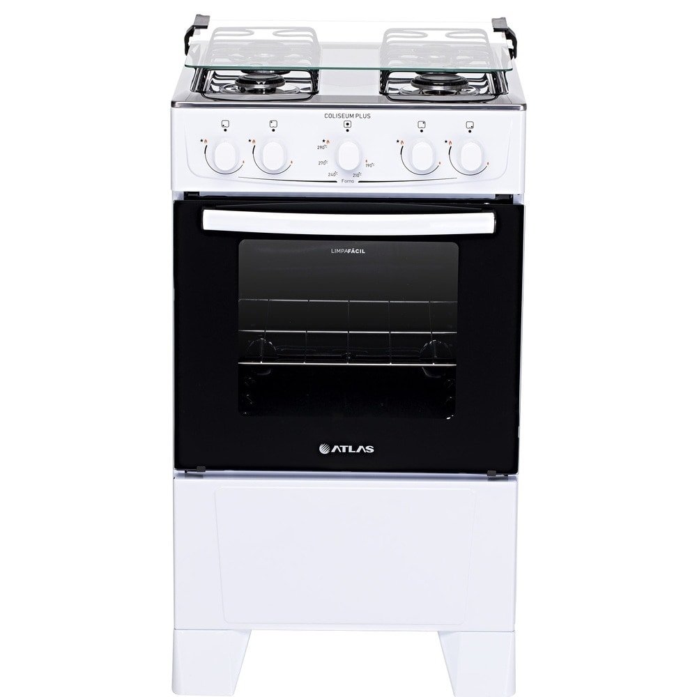 Fogão de Piso Atlas 4 Bocas Coliseum Plus - Mesa de Inox, Branco