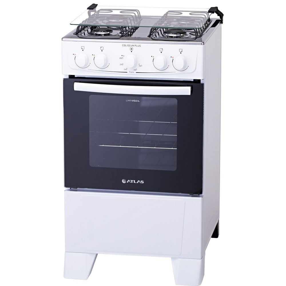 Fogão de Piso Atlas 4 Bocas Coliseum Plus - Mesa de Inox, Branco