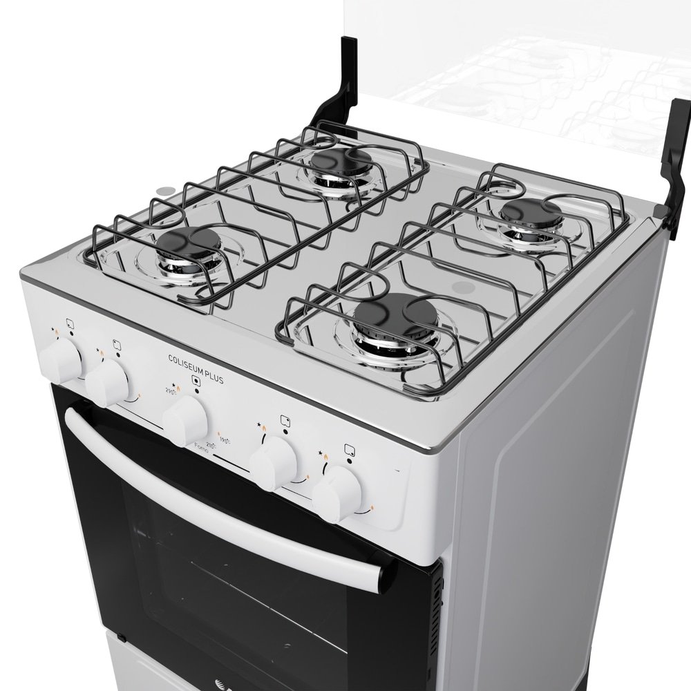 Fogão de Piso Atlas 4 Bocas Coliseum Plus - Mesa de Inox, Branco